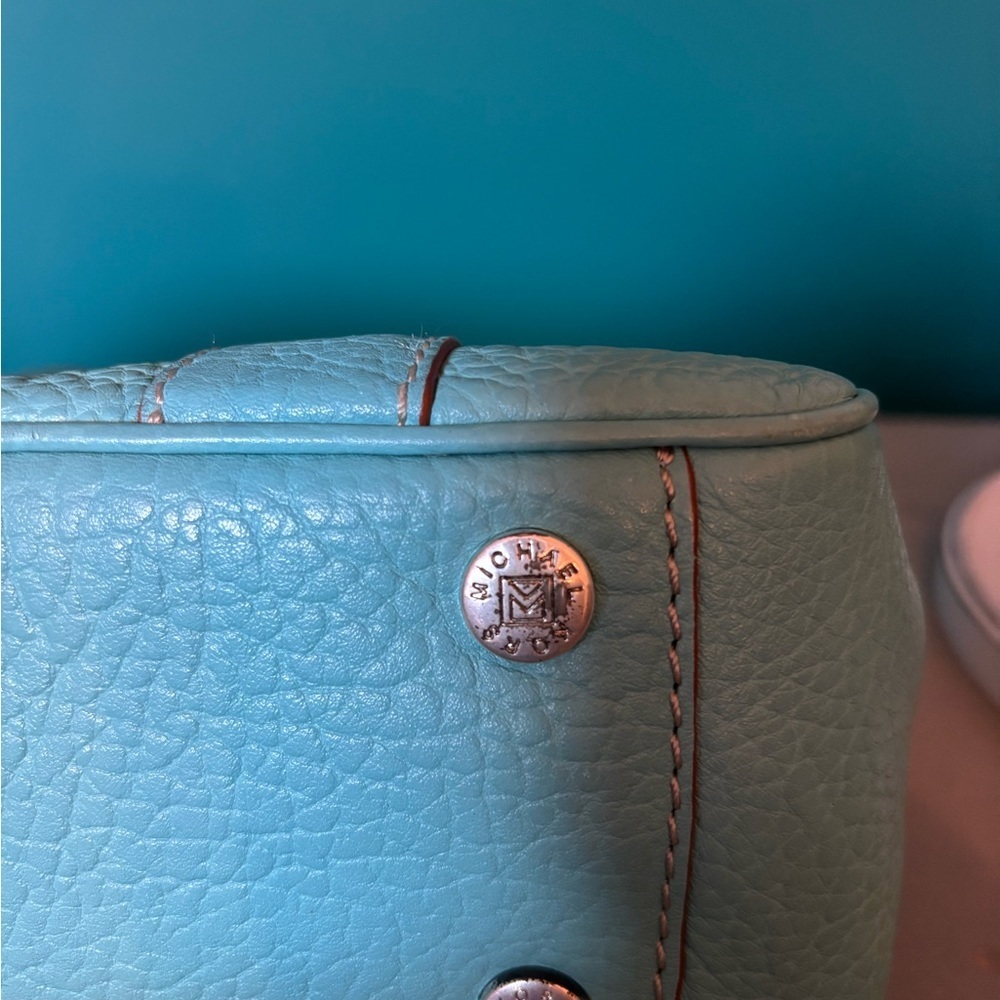Michael Kors Blue Leather Satchel with Structured Design - Picture 6 of 8